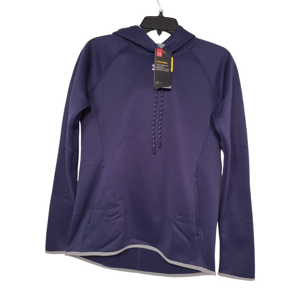 Under Armour Women's Double Threat Fleece Hoodie Navy With Pockets X-Small